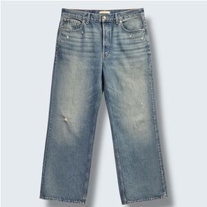 Madewell Low-Slung Baggy Jeans Size 30 Light Wash Wide Leg Distressed